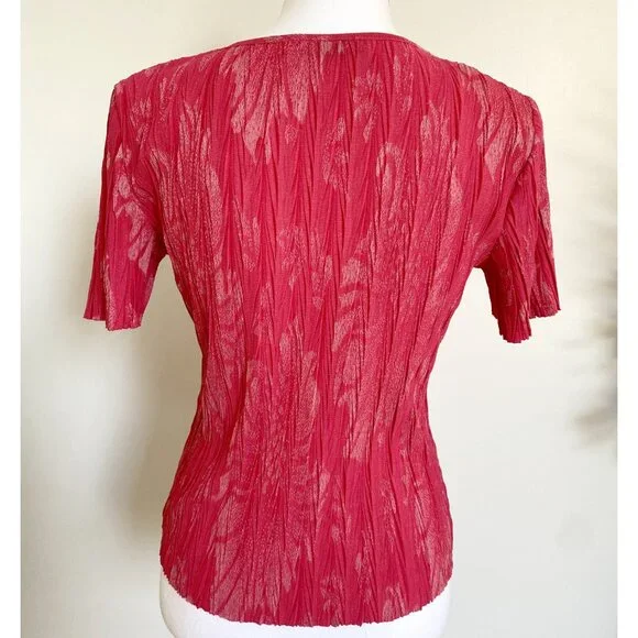 💖 Zara Party Ready Crinkled Sparkle Top - Hot Pink Floral Glam 💖 - Picture 4 of 6